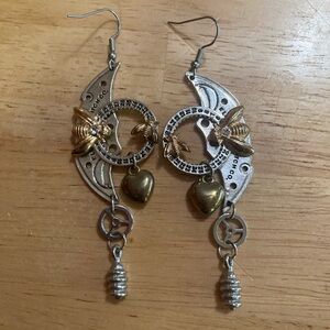 Gold and Silver Steampunk Gear Earrings